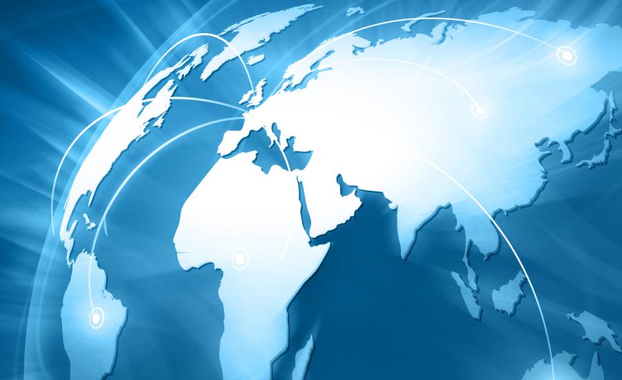 Blue and white futuristic image of the globe