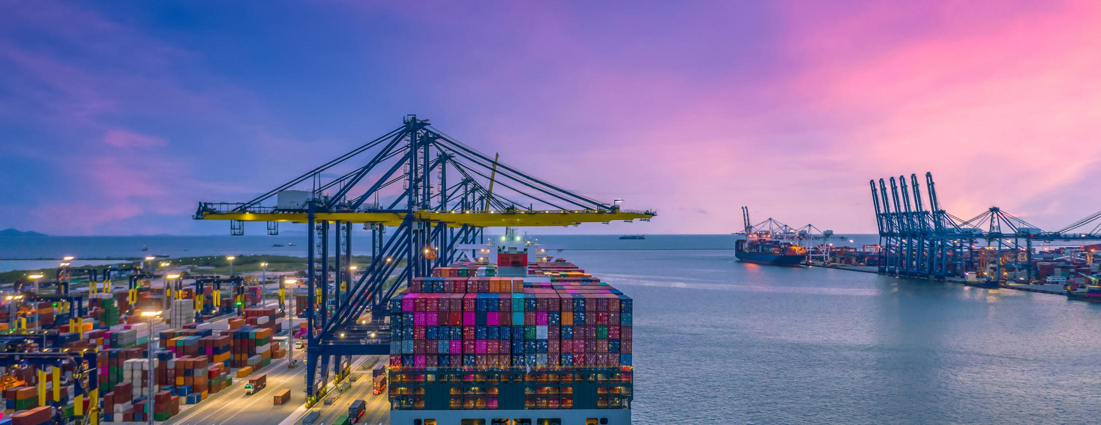 Cargo ship at a port